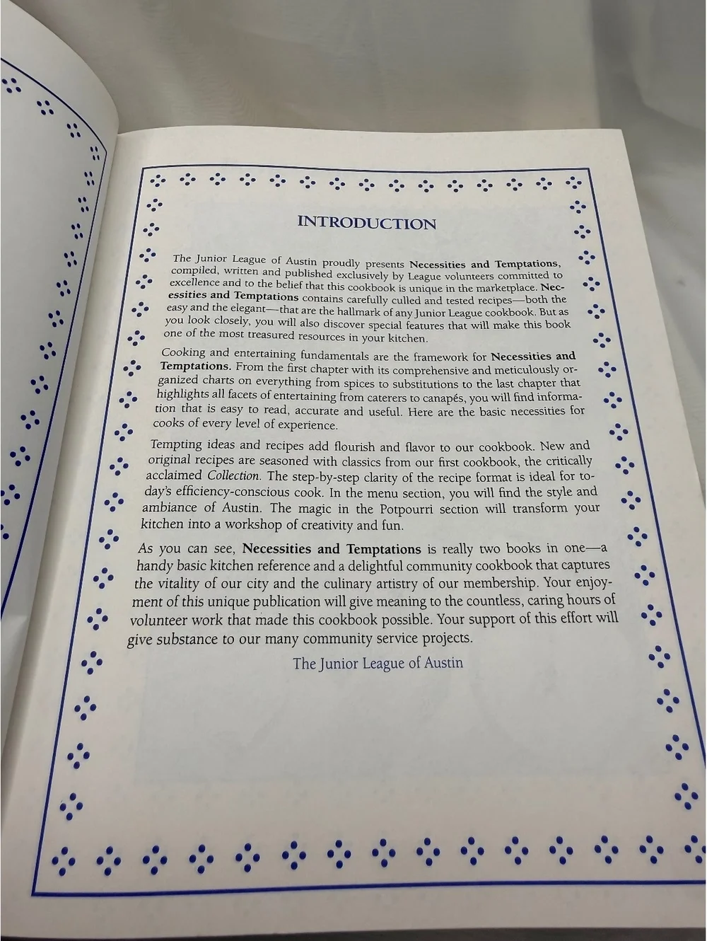 Necessities & Temptations Junior League Austin 1987 Cookbook